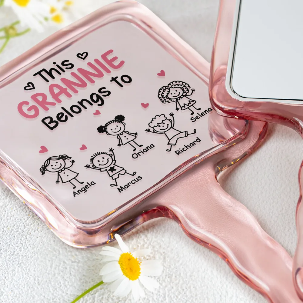 This Grandma Mom Belongs To Kids Pet - Personalized Handheld Mirror - Image 3