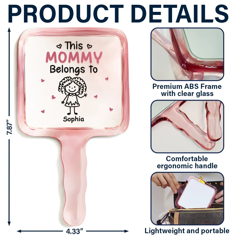 This Grandma Mom Belongs To Kids Pet - Personalized Handheld Mirror - Image 5