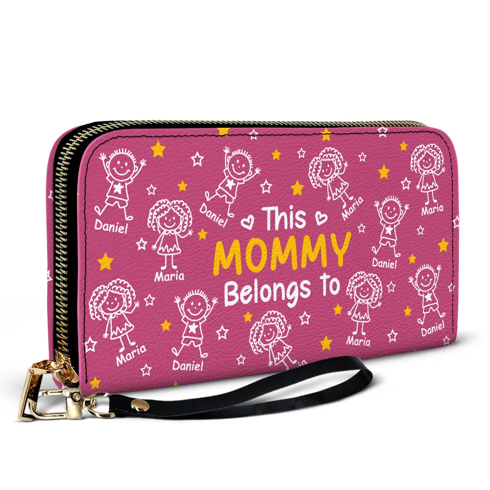 This Grandma Mom Belongs To Kids Pet - Personalized Leather Long Wallet - Image 2