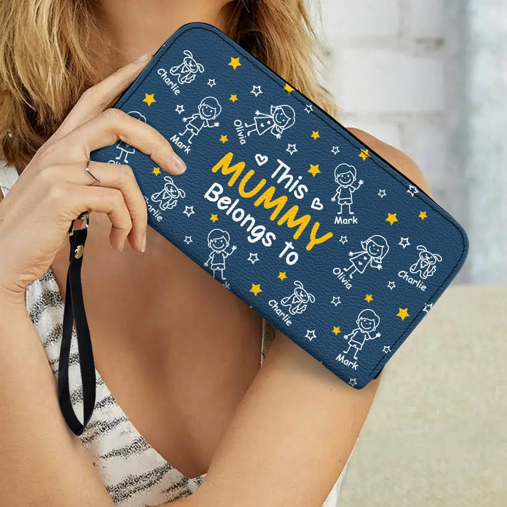 This Grandma Mom Belongs To Kids Pet - Personalized Leather Long Wallet - Image 3