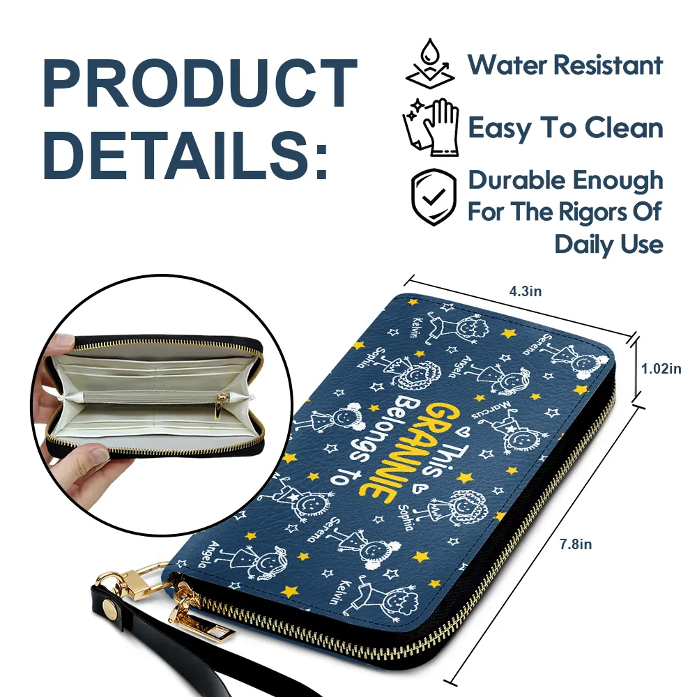 This Grandma Mom Belongs To Kids Pet - Personalized Leather Long Wallet - Image 6