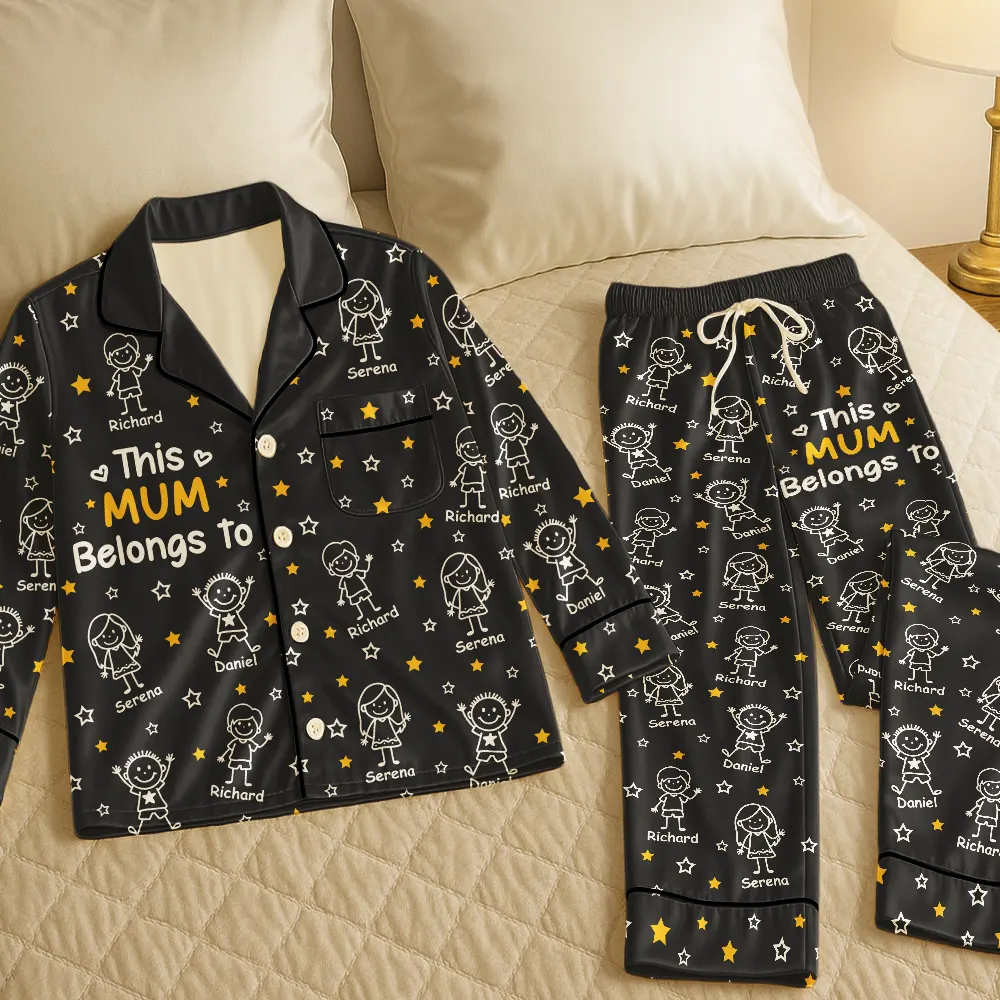 This Grandma Mom Belongs To Kids Pet - Personalized Satin Pajama Set - Image 5