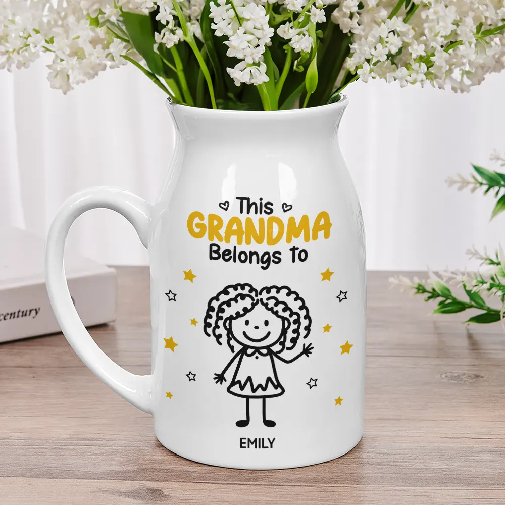 This Grandma Mommy Belongs To Kids Pet - Personalized Ceramic Flower Vase - Image 3