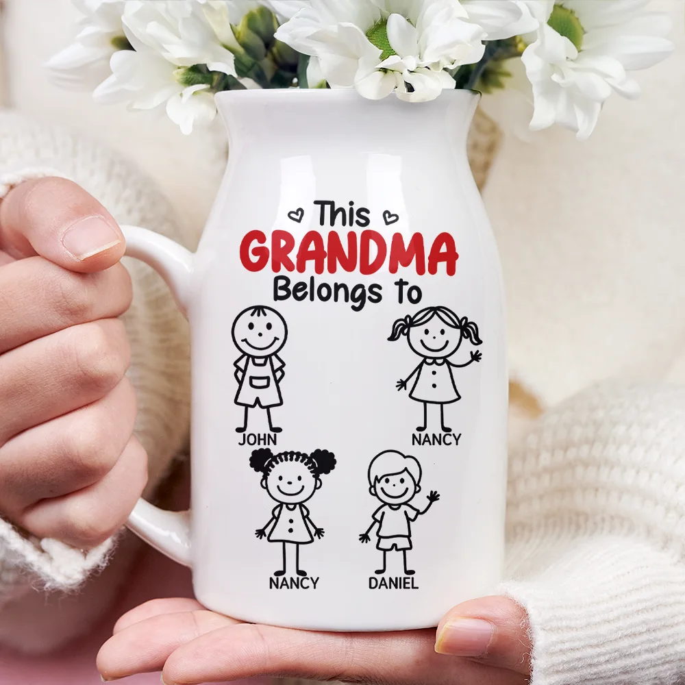 This Grandma Mommy Belongs To Kids Pet - Personalized Ceramic Flower Vase - Image 4