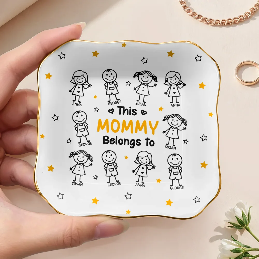 This Grandma Mommy Belongs To Kids Pet - Personalized Lace Square Jewelry Dish - Image 4