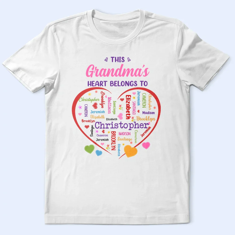This Grandma's Heart Belongs To - Personalized T Shirt