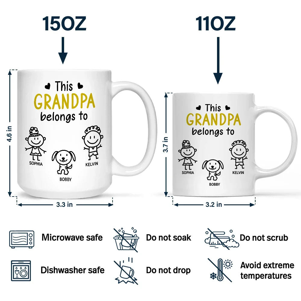 This Grandpa Belongs To Kid Stick Figures - Personalized Mug - Image 4