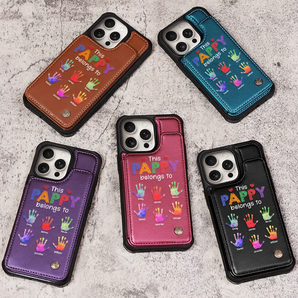 This Grandpa Belongs To - Personalized Leather Flip Wallet Phone Case - Image 3