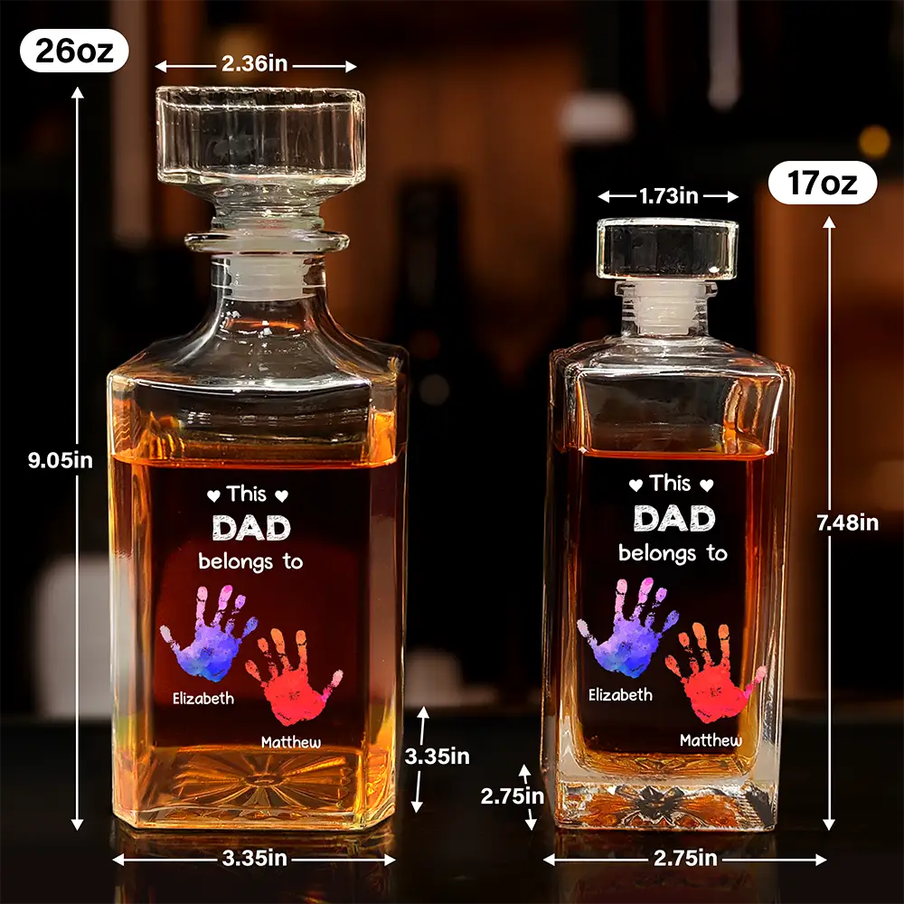 This Grandpa Belongs To - Personalized Square Whiskey Bottle - Image 5
