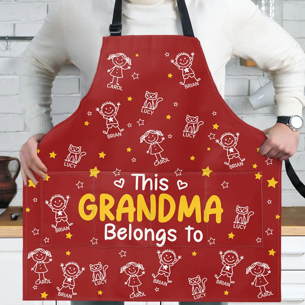 This Grandpa Dad Belongs To Kids Pet - Personalized Apron - Image 3