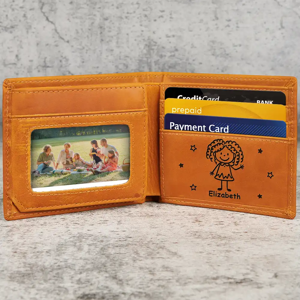 This Grandpa Dad Belongs To Kids Pet - Personalized Engraved Leather Wallet - Image 2