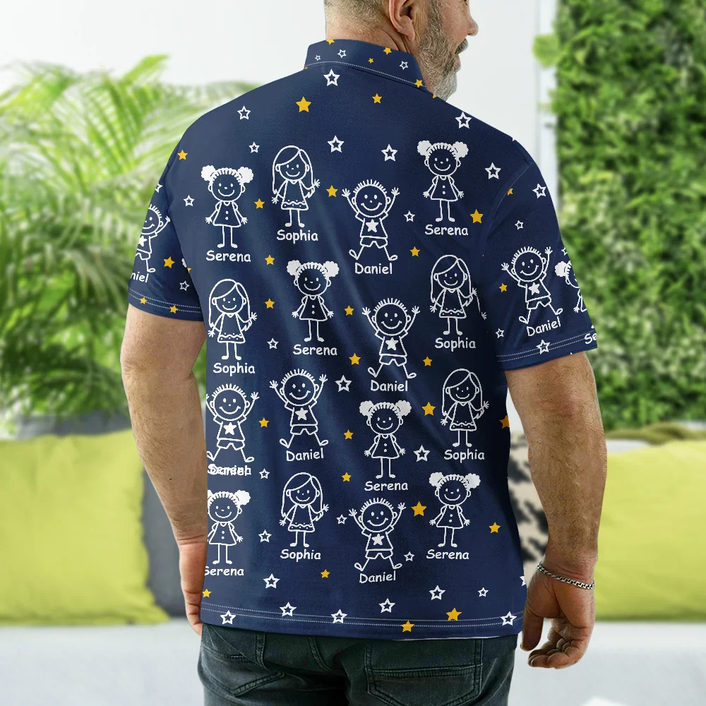 This Grandpa Dad Belongs To Kids Pet - Personalized Polo Shirt - Image 3