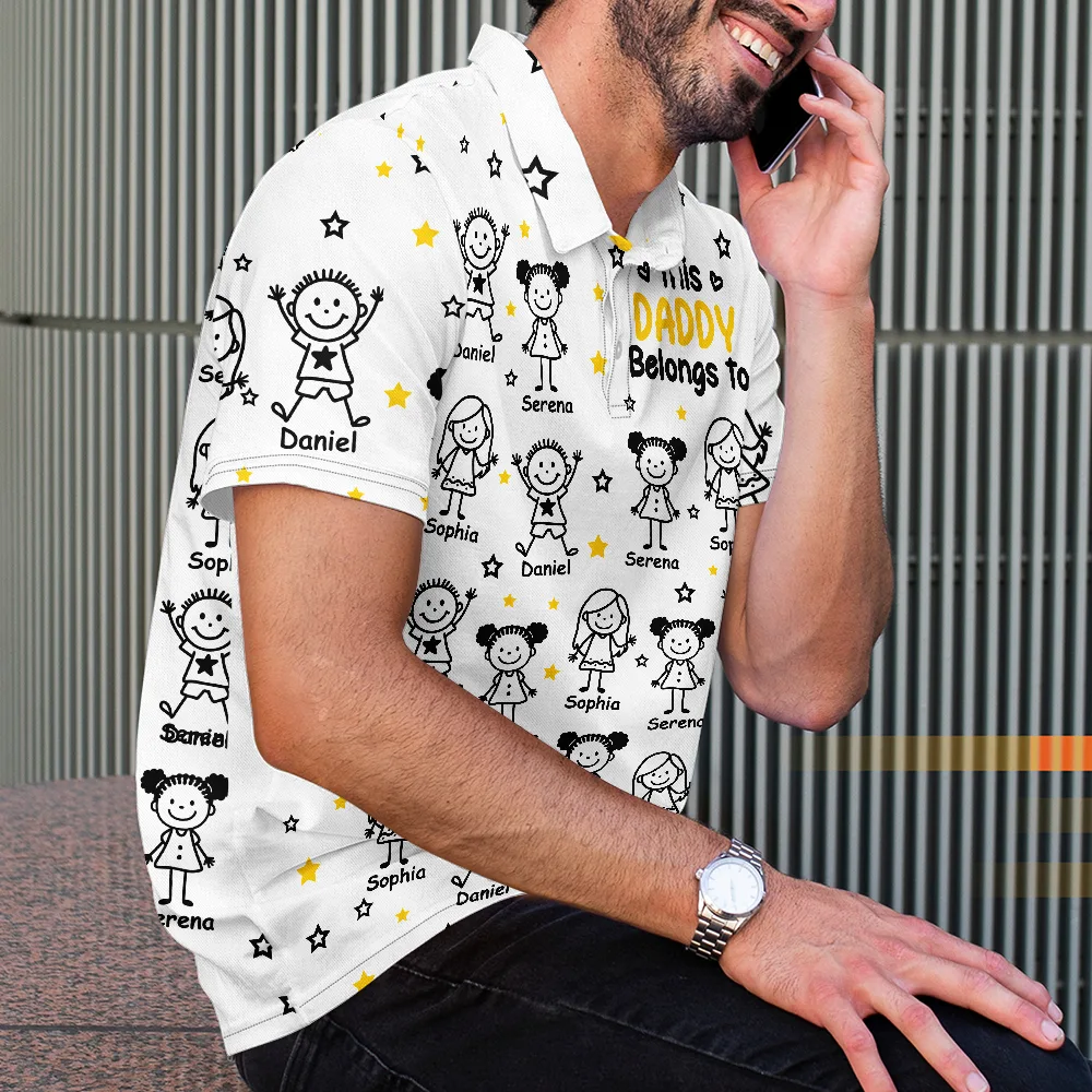 This Grandpa Dad Belongs To Kids Pet - Personalized Polo Shirt - Image 4