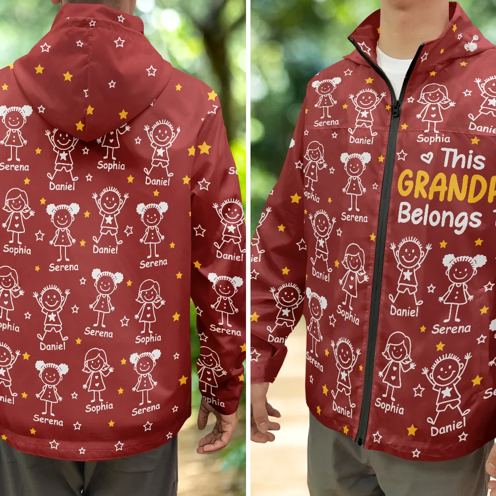 This Grandpa Dad Belongs To Kids Pet - Personalized Rain Jacket - Image 3