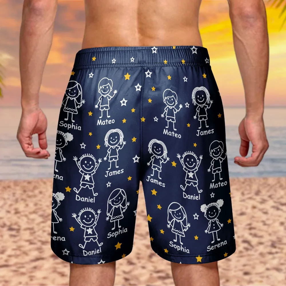 This Grandpa Dad Belongs To Kids Pet - Personalized Unisex Beach Shorts - Image 4