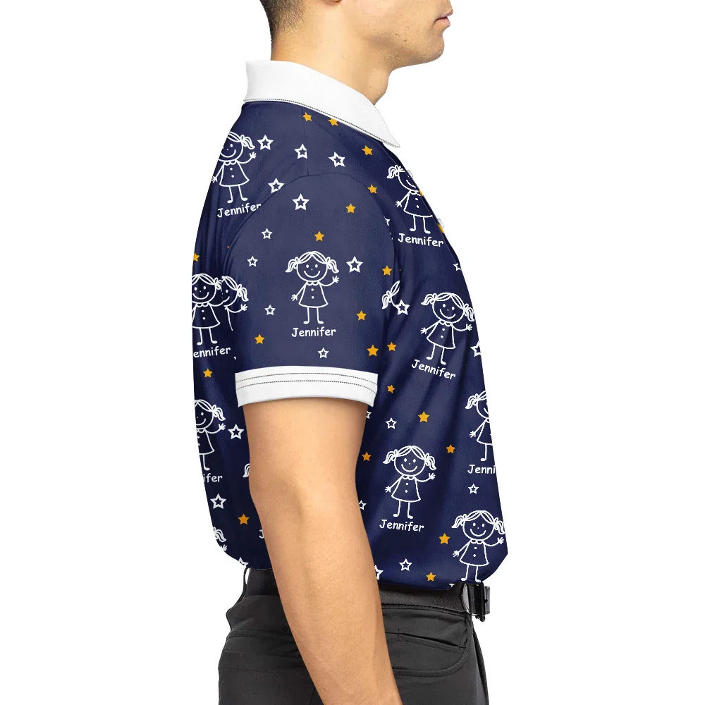This Grandpa Dad Belongs To Kids Pet Stick Figures - Personalized Polo Shirt - Image 6