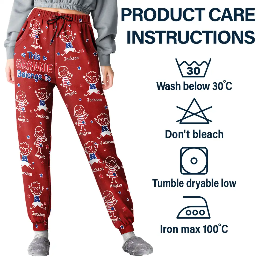 This Grandpa Dad Belongs To Kids Pet US Flag - Personalized Pajama Pants - Image 5