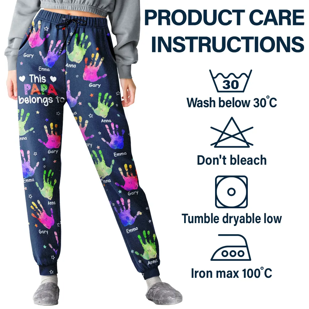 This Grandpa Daddy Belongs To Colorful Kid Handprints - Personalized Pajama Pants - Image 7