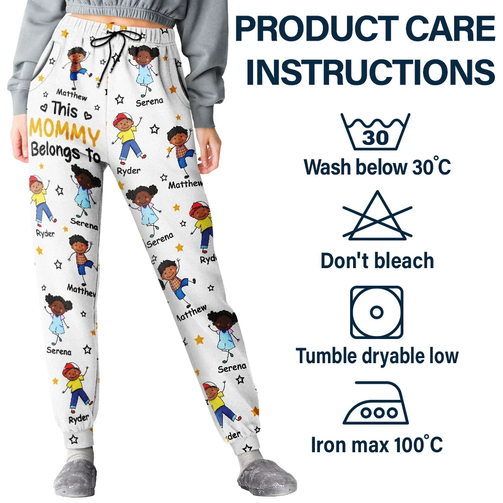 This Grandpa Daddy Belongs To Colorful Stick Figures - Personalized Pajama Pants - Image 6
