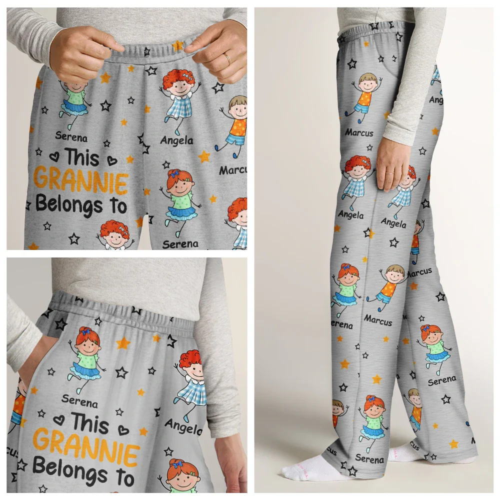This Grandpa Daddy Belongs To Colorful Stick Figures - Personalized Pajama Pants - Image 8