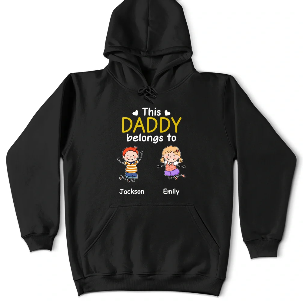 This Grandpa Daddy Belongs To Colorful Stick Figures - Personalized T Shirt - Image 6