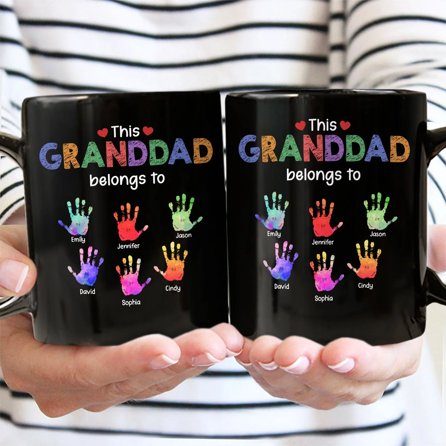 This Grandpa Daddy Belongs To - Gift For Dad, Father, Grandfather - Personalized Black Mug - Image 2