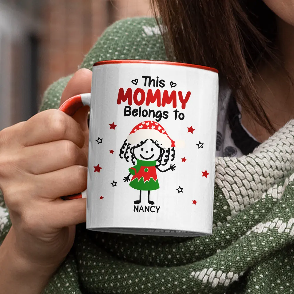 This Grandpa Grandma Belongs To Christmas Kid Stick Figures - Personalized Accent Mug - Image 4