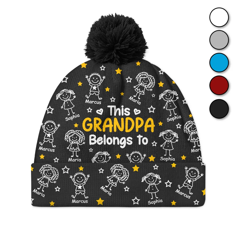 This Grandpa Grandma Belongs To Kids Pet - Personalized Bobble Beanie Hat - Image 2