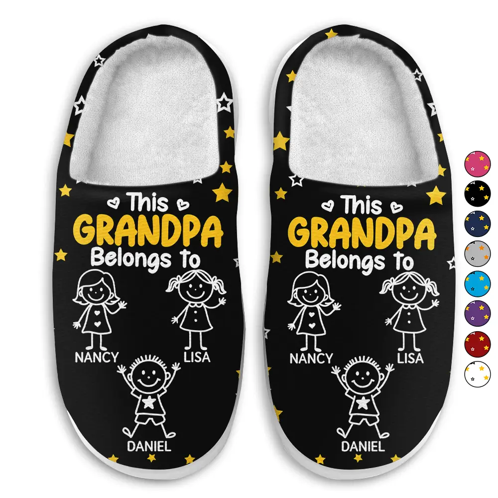 This Grandpa Grandma Belongs To Kids Pet - Personalized Fluffy Slippers