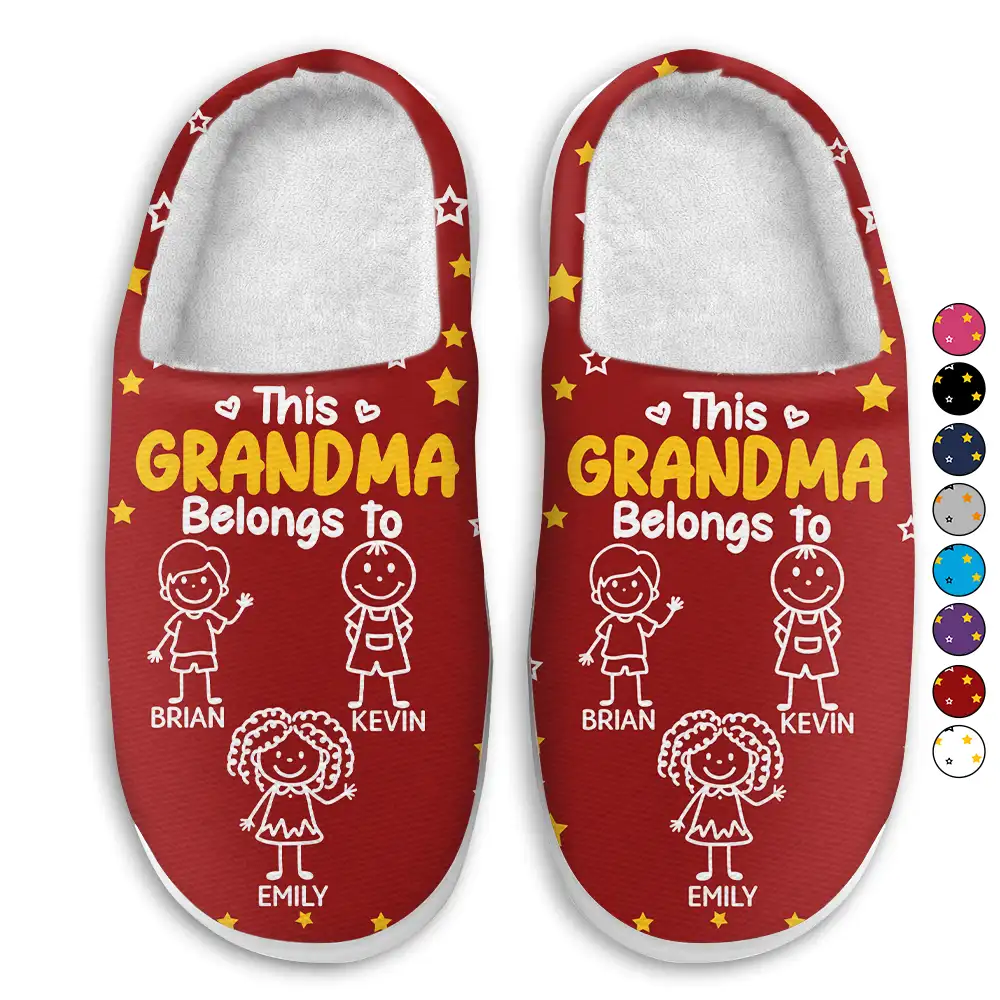 This Grandpa Grandma Belongs To Kids Pet - Personalized Fluffy Slippers - Image 2