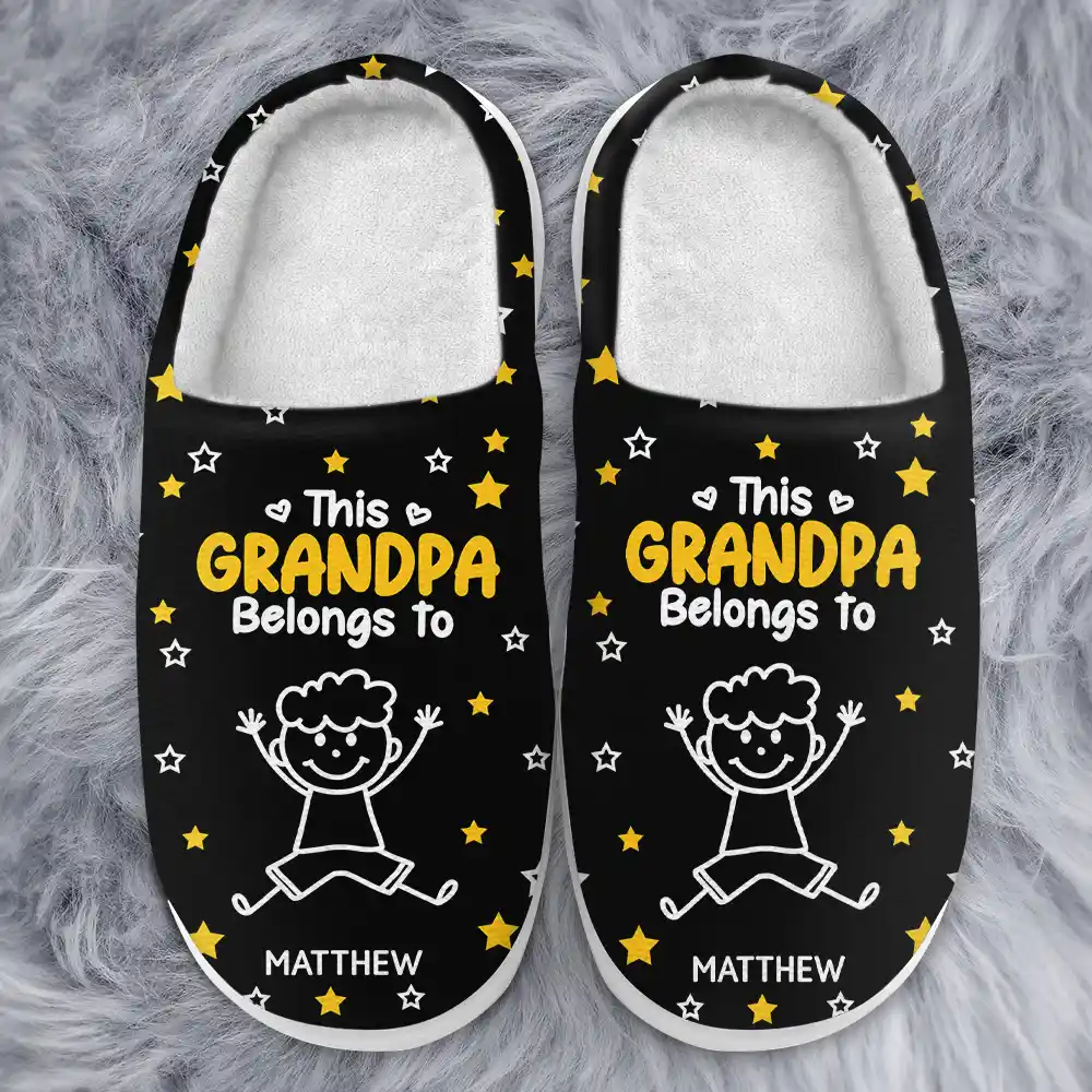 This Grandpa Grandma Belongs To Kids Pet - Personalized Fluffy Slippers - Image 4