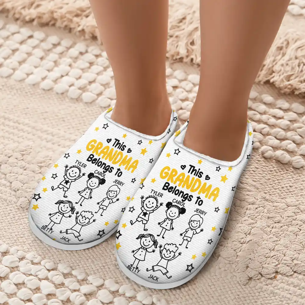 This Grandpa Grandma Belongs To Kids Pet - Personalized Fluffy Slippers - Image 6