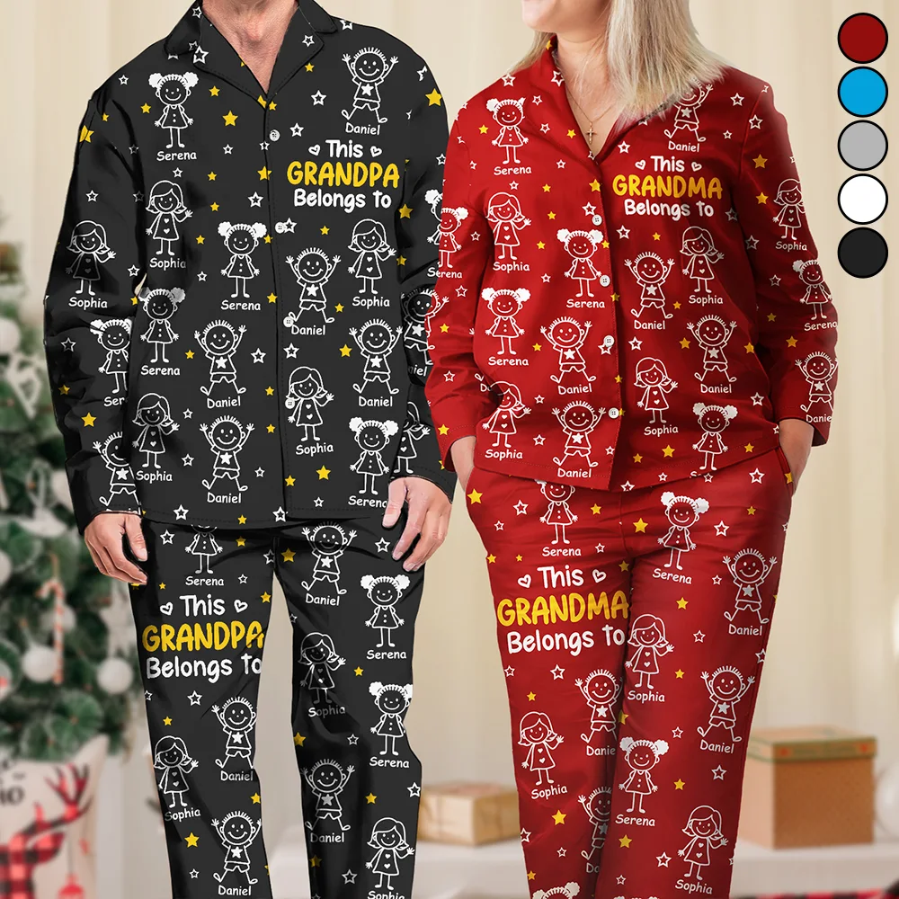 This Grandpa Grandma Belongs To Kids Pet - Personalized Long Pajamas Set