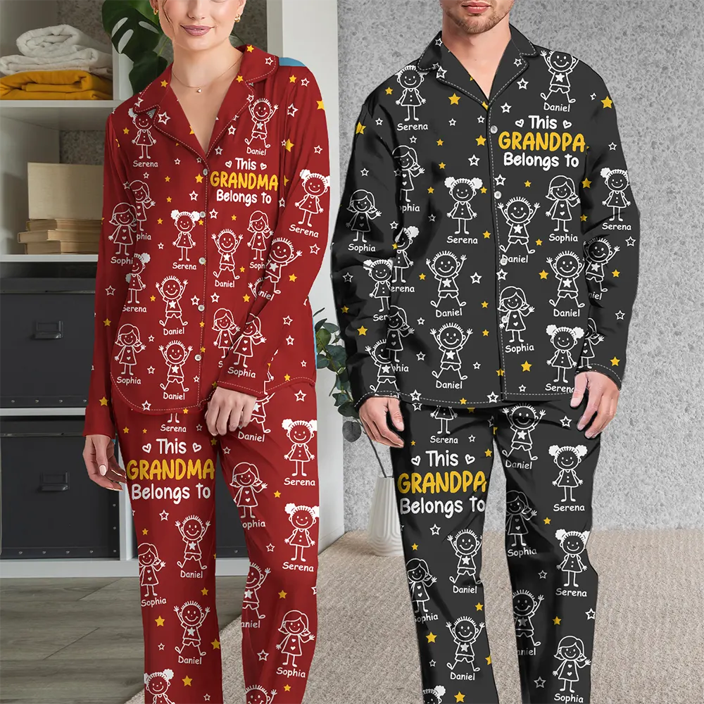 This Grandpa Grandma Belongs To Kids Pet - Personalized Long Pajamas Set - Image 3