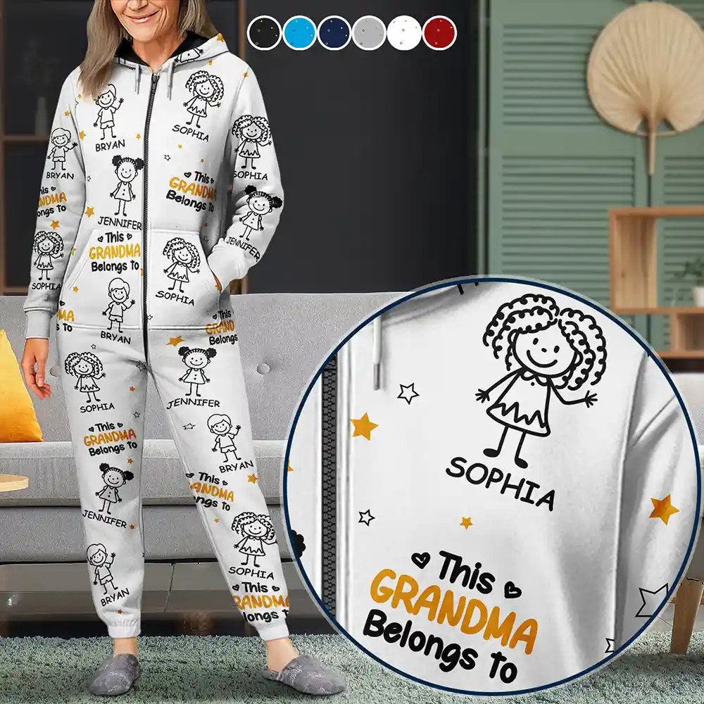 This Grandpa Grandma Belongs To Kids Pet - Personalized Overall Onesie Hooded Jumpsuit