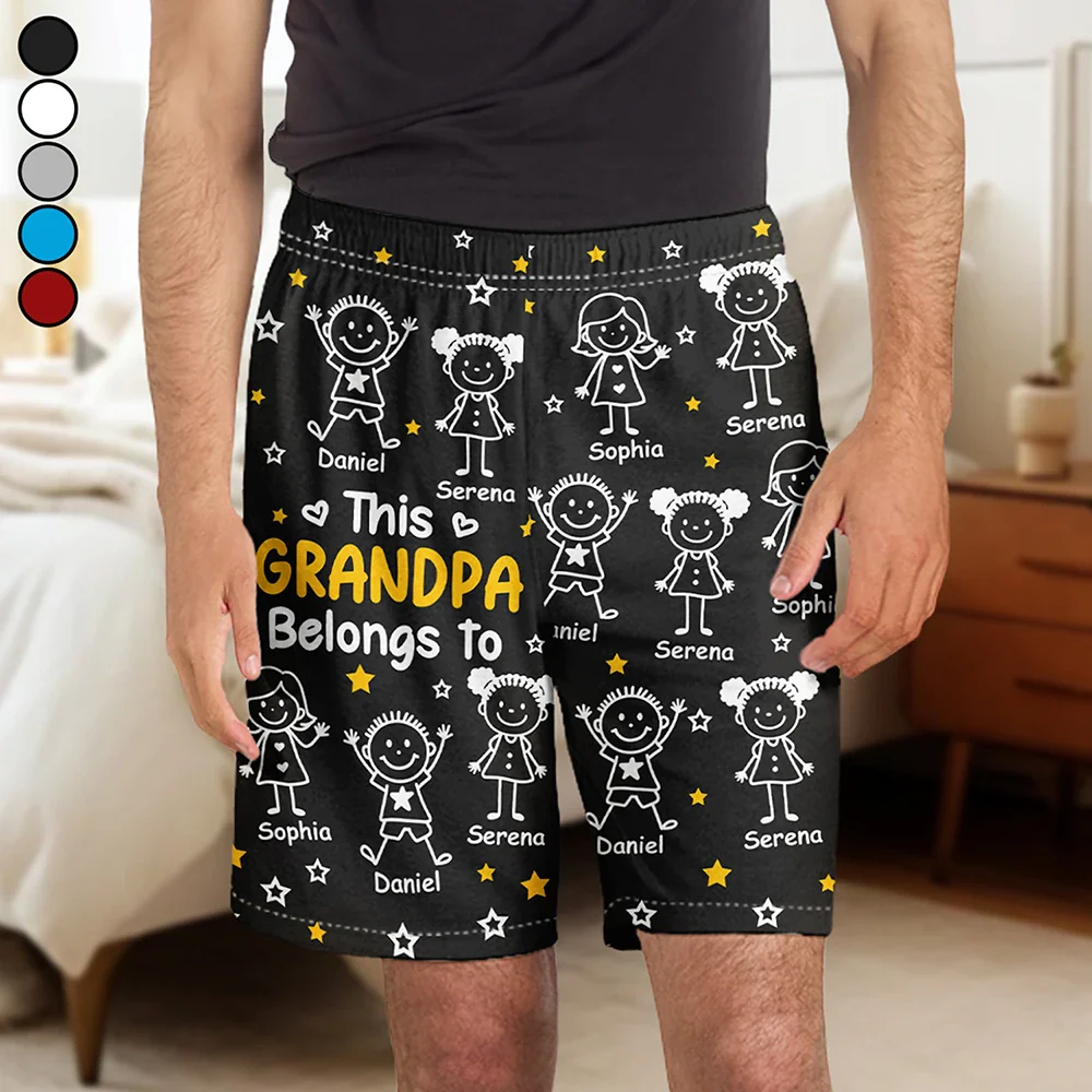 This Grandpa Grandma Belongs To Kids Pet - Personalized Pajama Shorts - Image 2