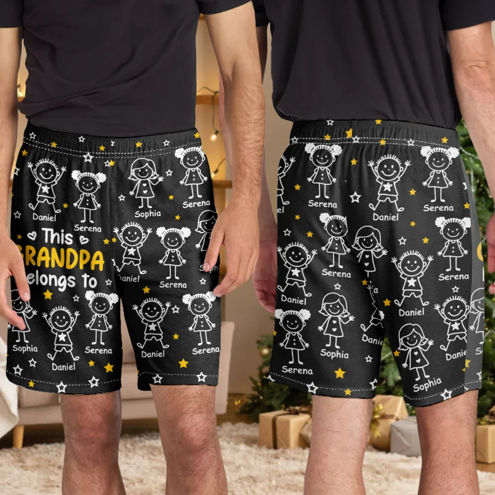 This Grandpa Grandma Belongs To Kids Pet - Personalized Pajama Shorts - Image 5