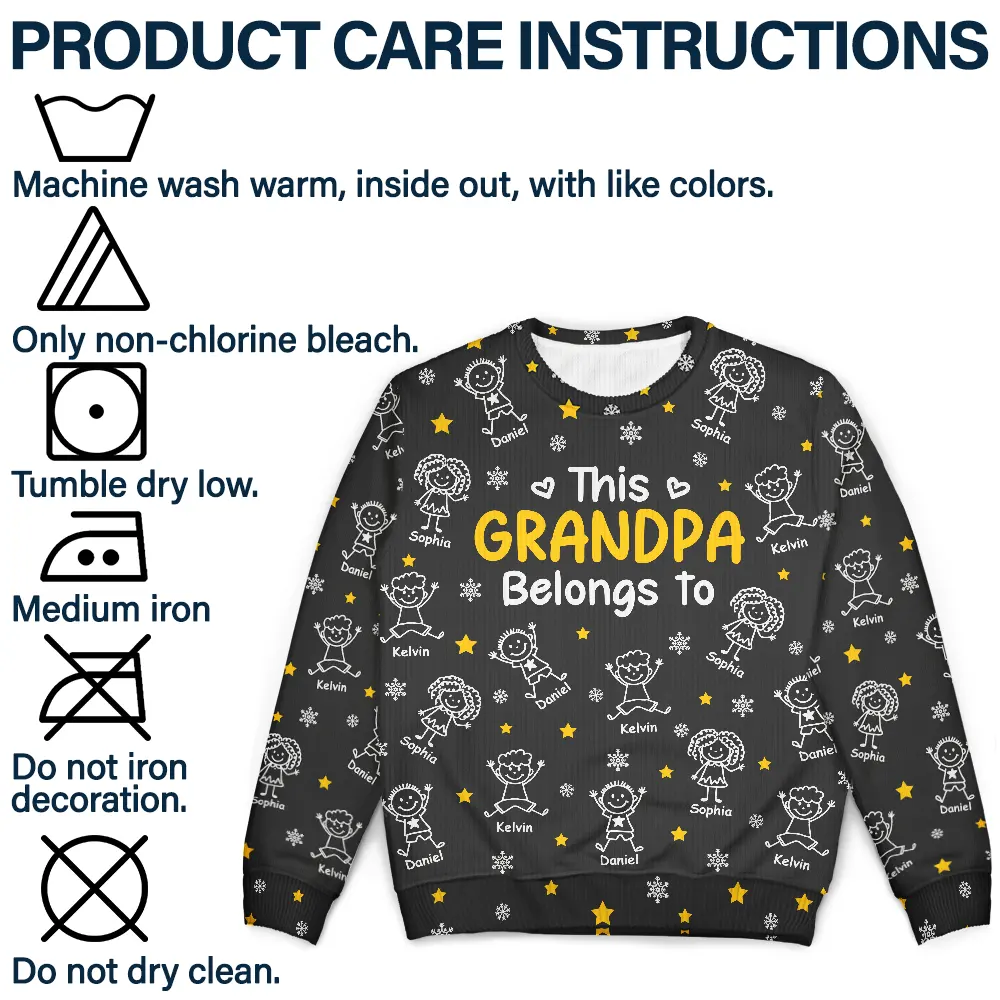 This Grandpa Grandma Belongs To Kids Pet - Personalized Unisex Ugly Sweater - Image 8