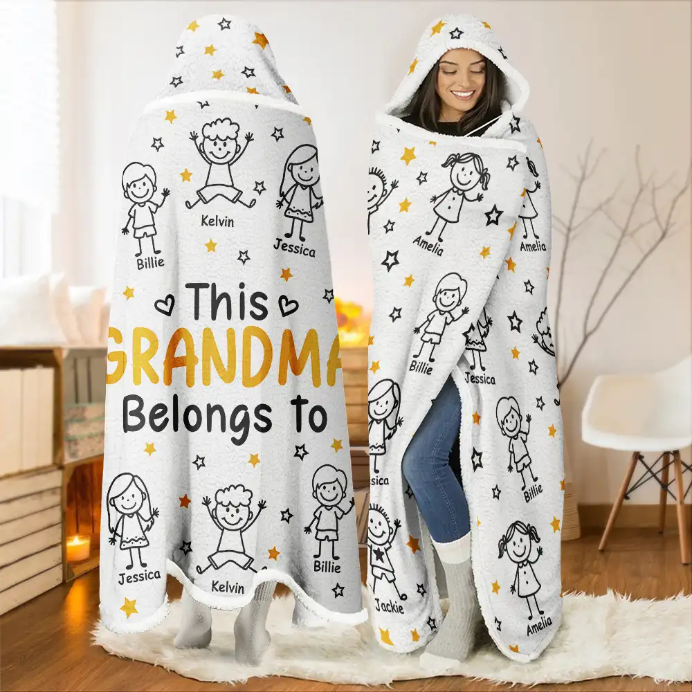 This Grandpa Grandma Belongs To Kids Pet - Personalized Wearable Hooded Blanket - Image 2