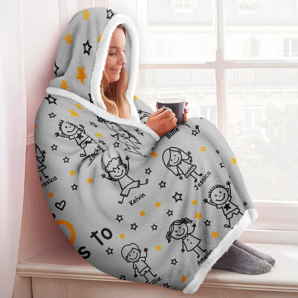 This Grandpa Grandma Belongs To Kids Pet - Personalized Wearable Hooded Blanket - Image 3