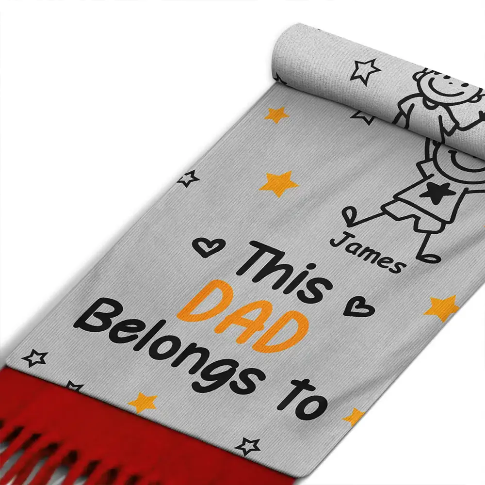 This Grandpa Grandma Belongs To Kids Pet - Personalized Wool Scarf With Tassel - Image 2