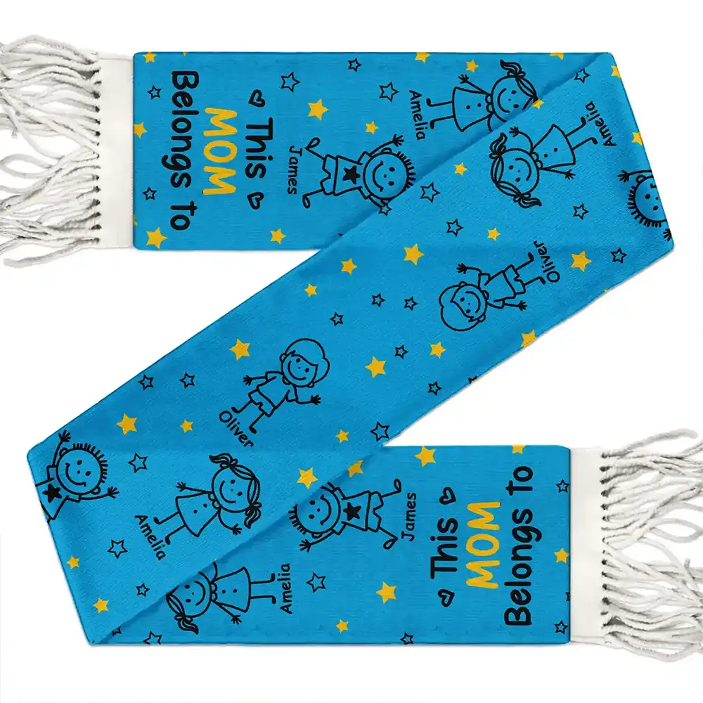 This Grandpa Grandma Belongs To Kids Pet - Personalized Wool Scarf With Tassel - Image 3