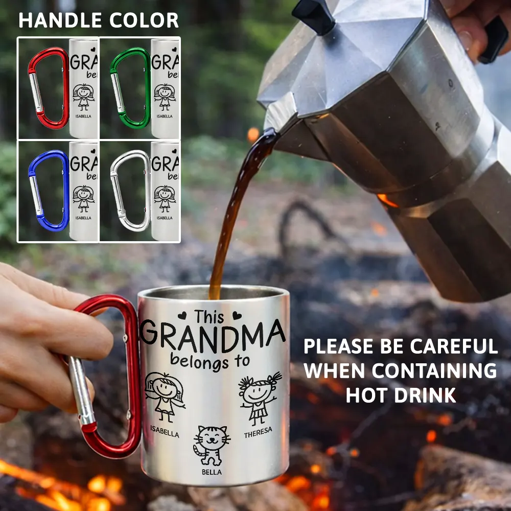 This Grandpa Grandpa Belongs To Stick Figures - Personalized Carabiner Mug - Image 3