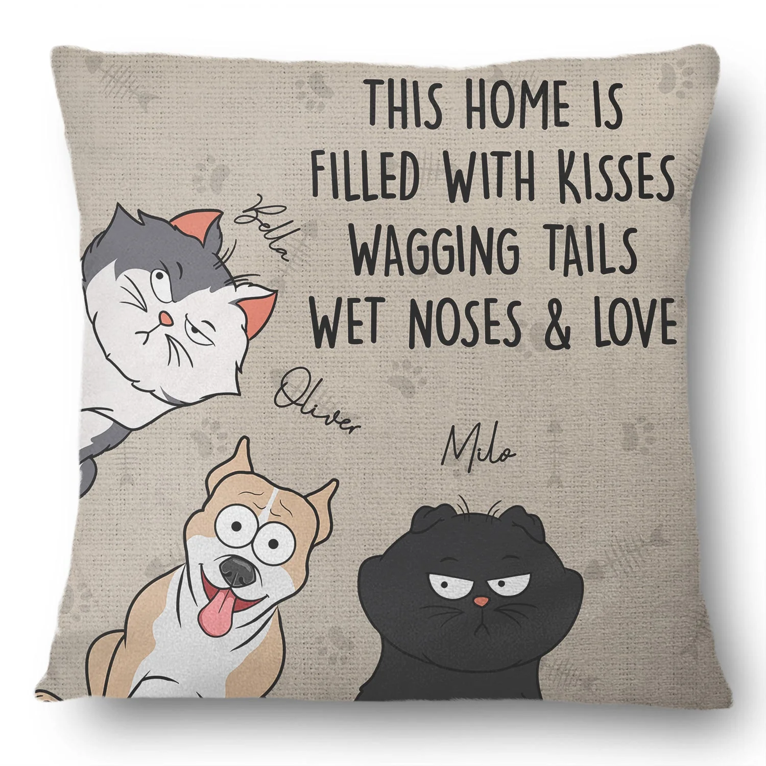 This Home Is Filled With Kisses - Gift For Dog, Cat, Pet Lovers - Personalized Pillow