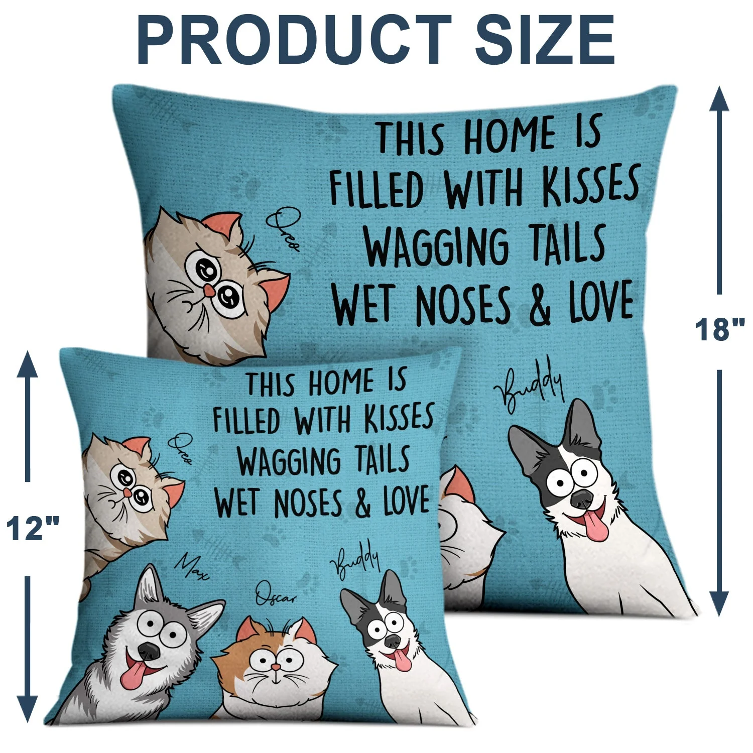 This Home Is Filled With Kisses - Gift For Dog, Cat, Pet Lovers - Personalized Pillow - Image 4