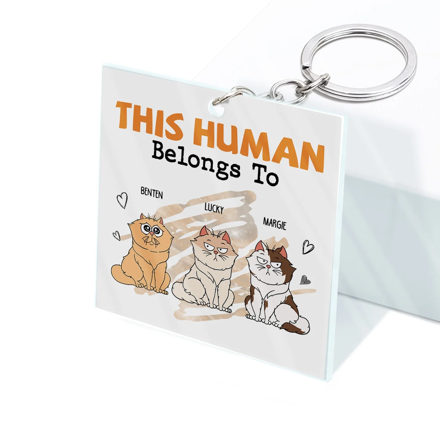 This Human Belongs To - Gift For Cat Lovers - Personalized Acrylic Keychain - Image 2