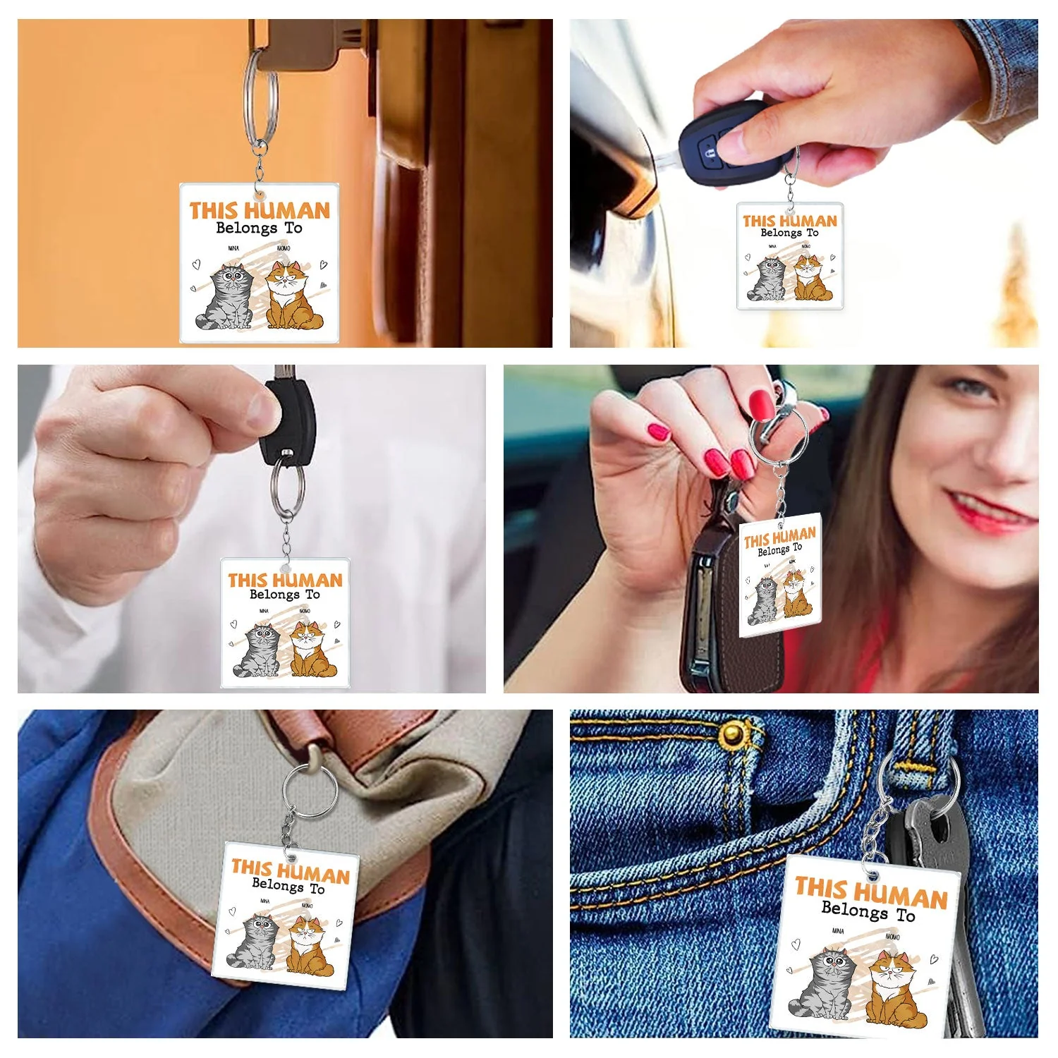 This Human Belongs To - Gift For Cat Lovers - Personalized Acrylic Keychain - Image 6