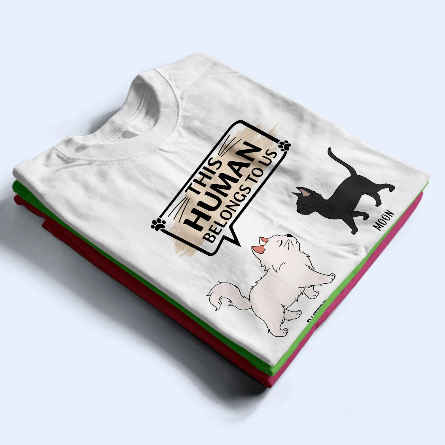 This Human Belongs To - Gift For Cat Lovers - Personalized T Shirt - Image 2