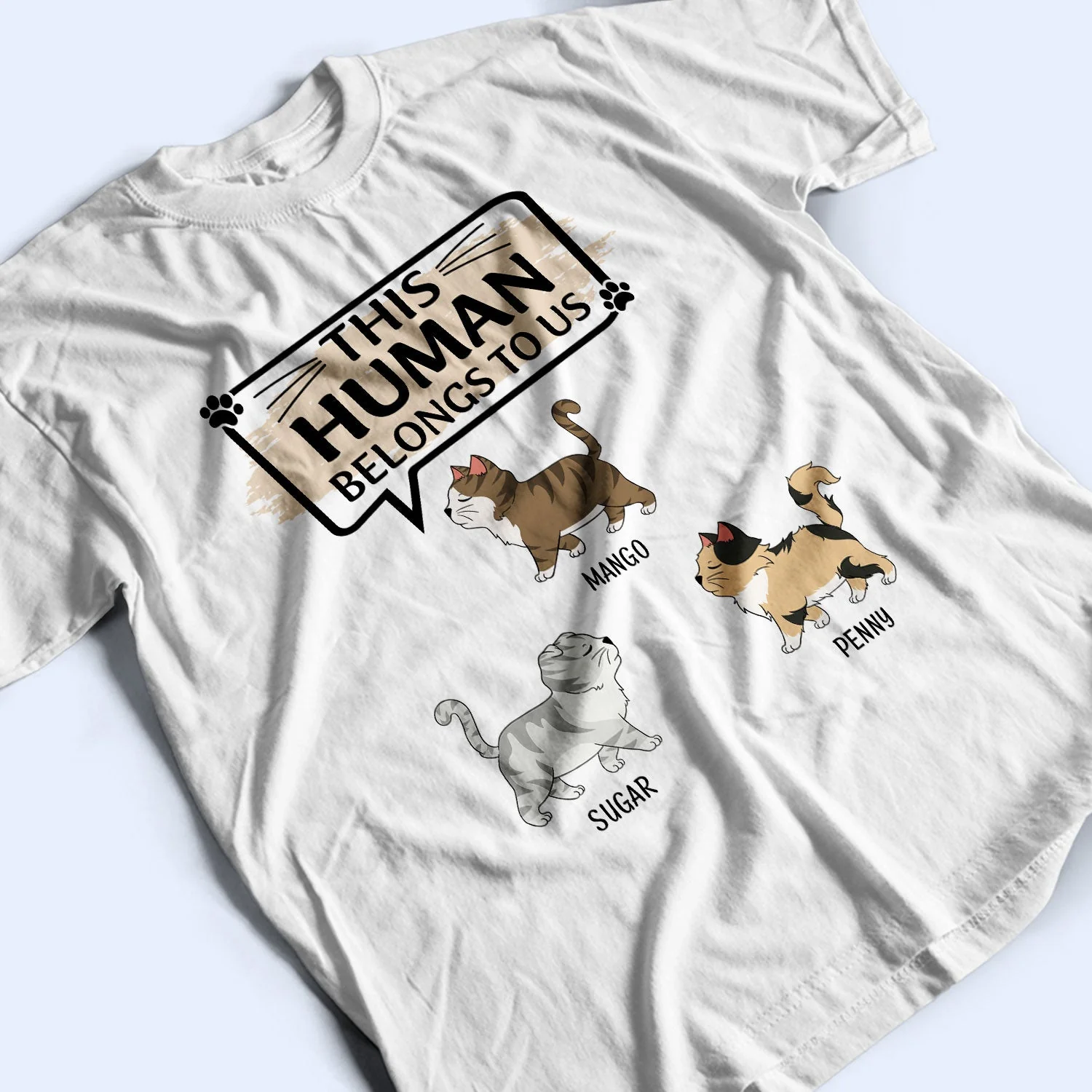 This Human Belongs To - Gift For Cat Lovers - Personalized T Shirt - Image 3