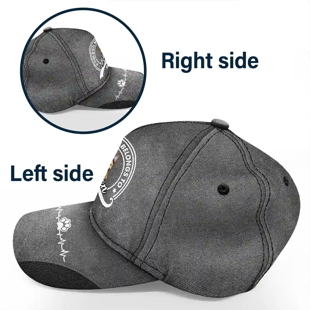 This Human Dog Dad Belongs To - Personalized Classic Cap - Image 3